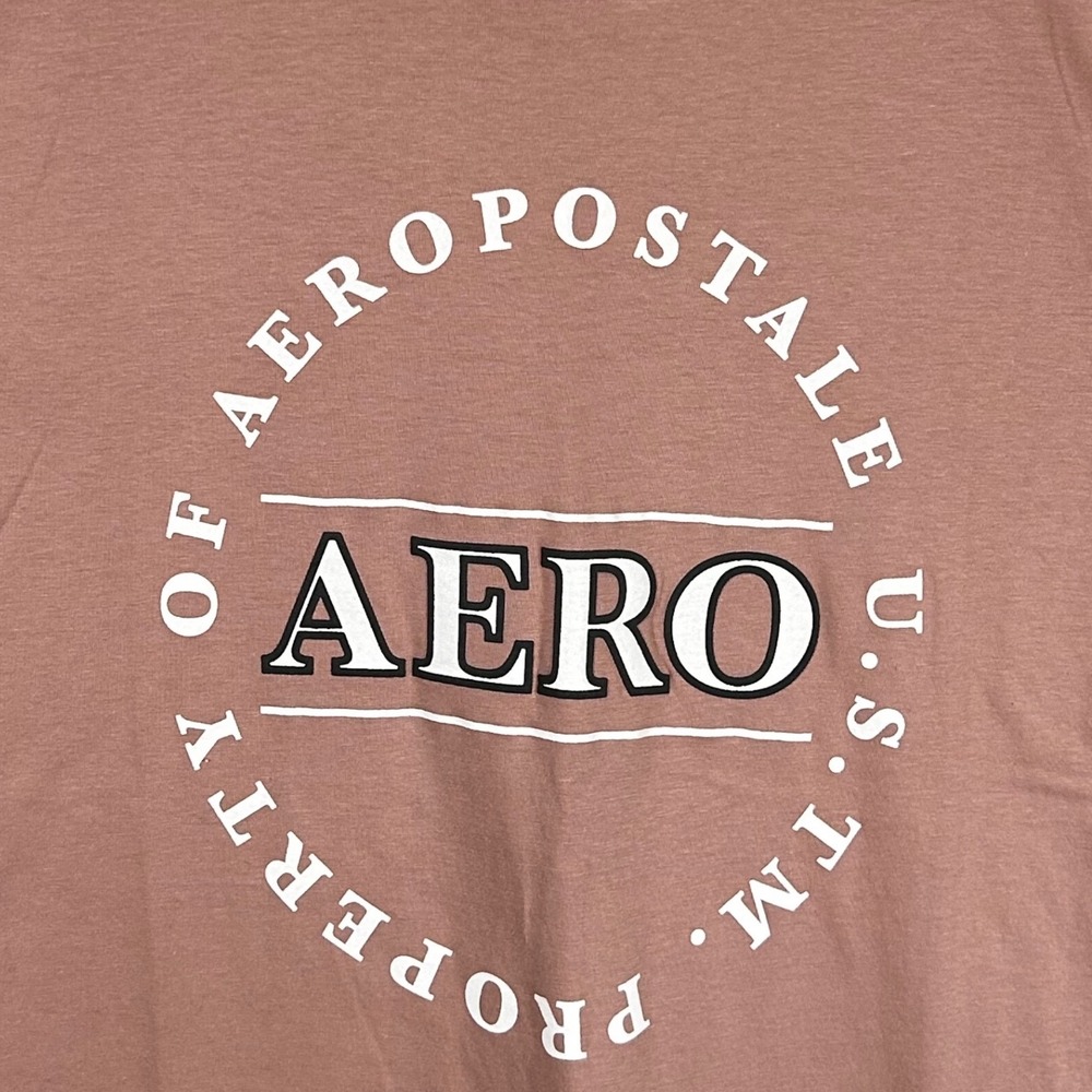 Aeropostale Mens‎ Graphic Tee Fawn Pink Brown Logo T-Shirt Size Small New